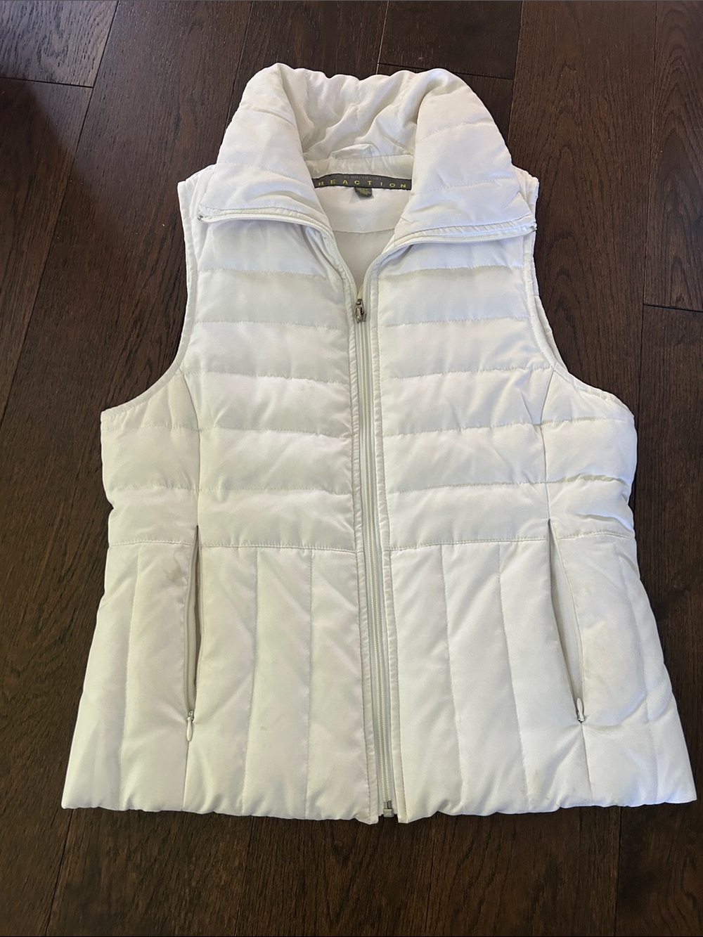 Kenneth Cole Reaction White Quilted Puffer Vest with High Collar